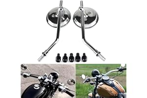 BREDUXSER Chrome Motorcycle Round Rear View Side Mirrors 8mm/10mm Fit For Honada Suzuki Cruiser Chopper Yamaha kawasak Street