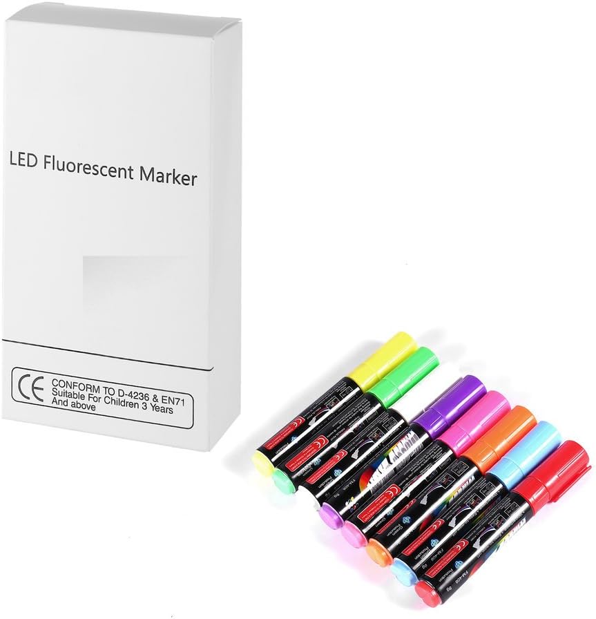 Queenaal 8 pcs/box 6/8/10mm Highlighter Fluorescent Liquid Marker Pen for LED Writing Multi-color 8MM