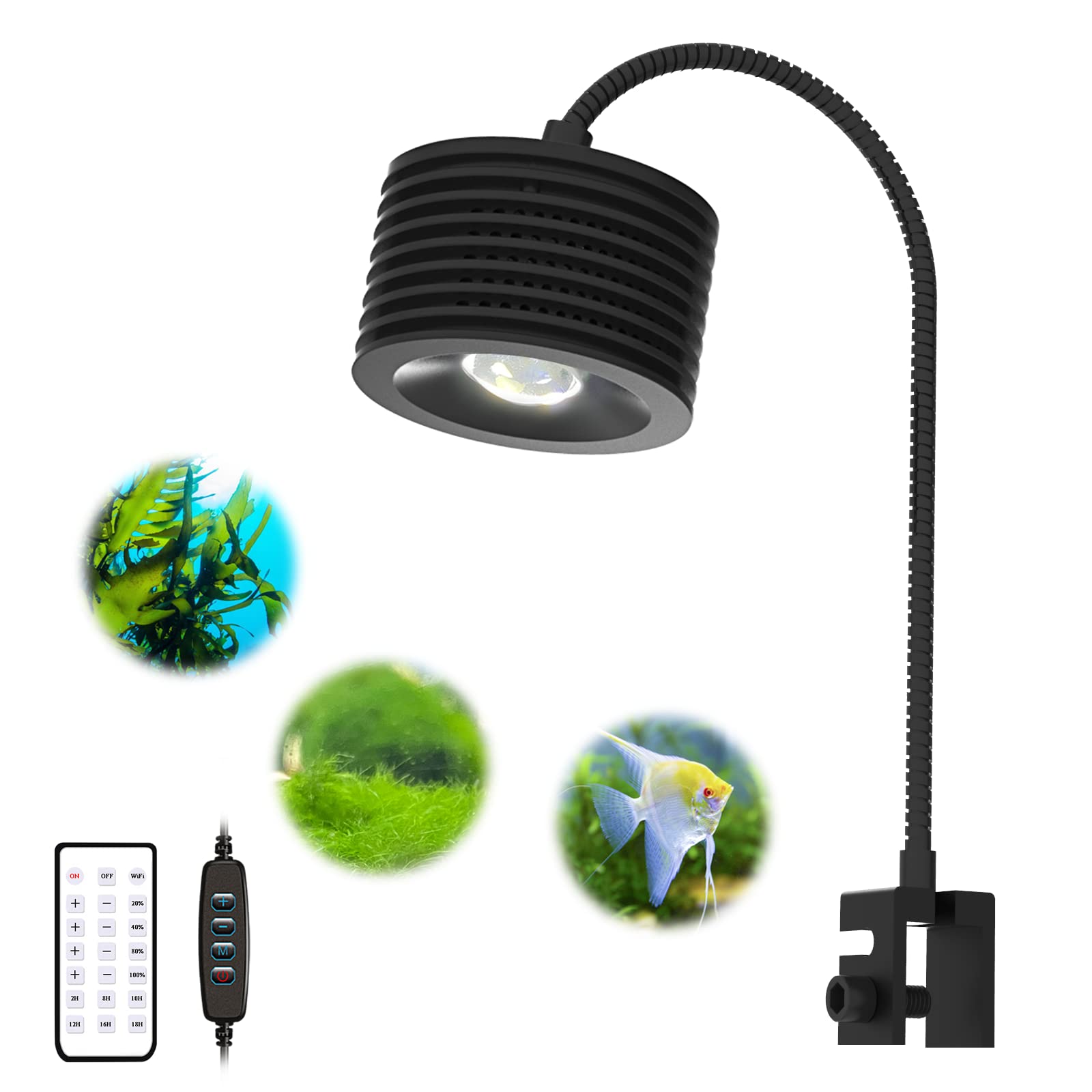 Photo 1 of Lominie LED Aquarium Light, Planted Tank Light 4 Channels Remote Control 6500K Aquarium LED Lamp for Freshwater Fish Tank Refugium with Gooseneck (A20 16W Freshwater)