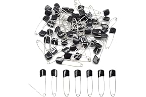 Hocansen 50 PCS Safety Pin 54mm/2.2in Baby Diaper Pins for Cloth Plastic Head Baby Pins for Diapers Stainless Steel Cloth Pins with Locking Closures Nappy Pin for Crafts（DT/Black）