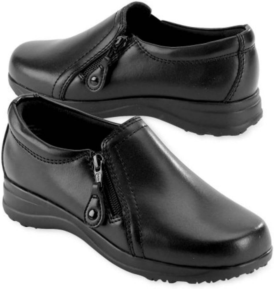 Dr. Scholl's Womens Marci GelPac Zippered Loafers (8W) Black Amazon