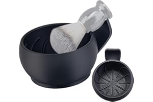 Grandslam Shaving Bowl with Ridges, Shaving Mug with Brush Stand, Shaving Soap Bowl for Shaving Cream and Soap, Durable & Holds Heat Longer, Rich & Thick Lather, Great for Traveling and Use at Home