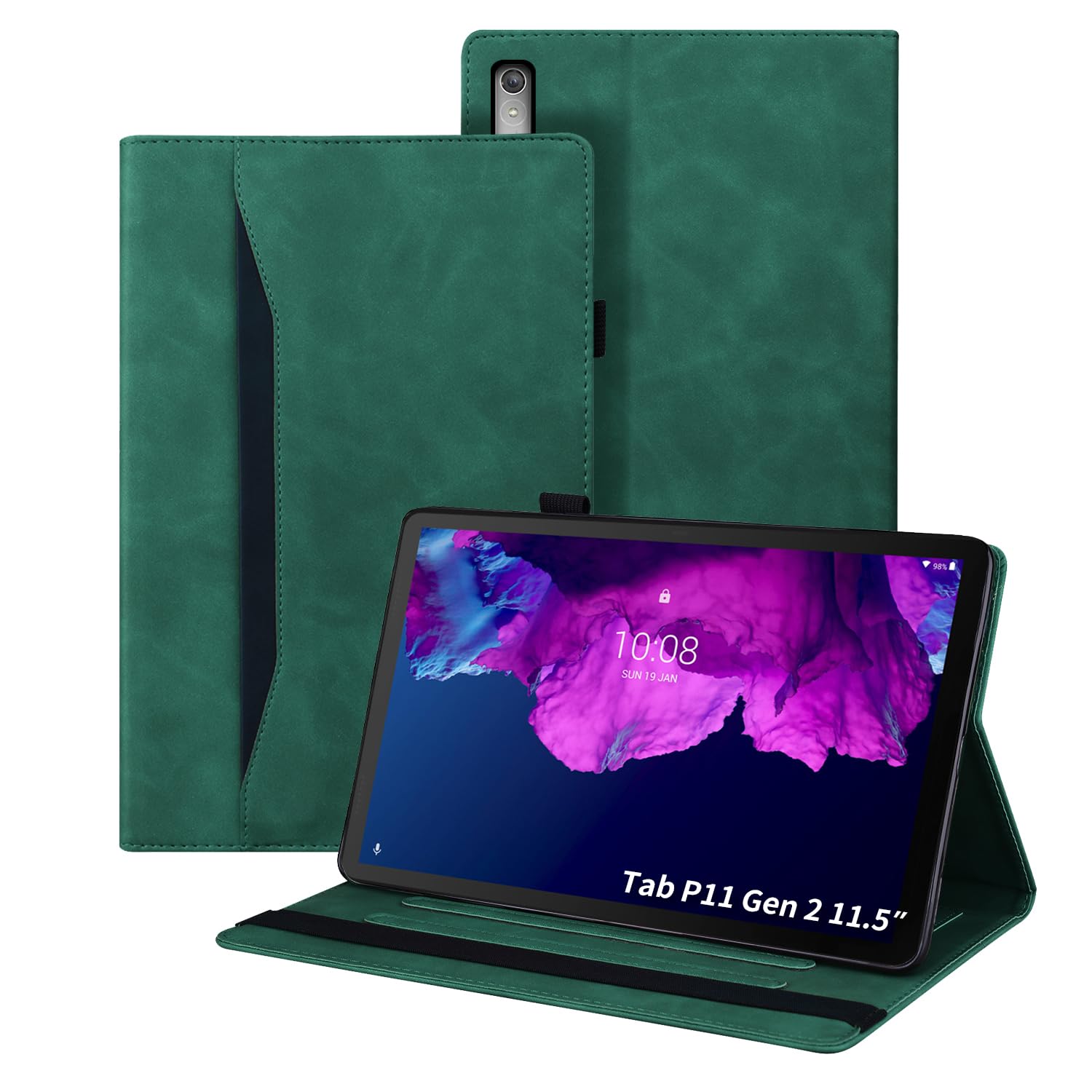 Auslbin Case for Lenovo Tab P11 (2nd Gen) 11.5 Inch TB350FU/TB350XU 2022 PU Leather Cover with Stand Function Tablet Protective Case for Lenovo Tab P11 (2nd Gen) - Green — image 1