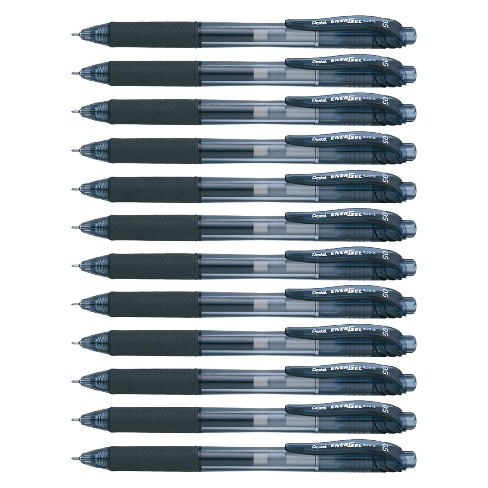 Pentel BLN105 Gel Ink Rollerball Pens with Click Top 0.25 mm line and 0.5 mm Ball Diameter 12 mm Black, Pack of 1