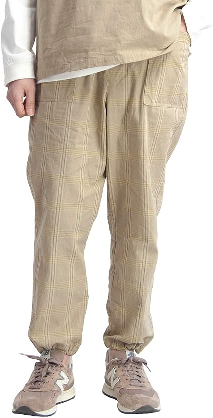 Amazon Manual Alphabet マニュアルアルファベット 綿麻チェック イージーパンツ セットアップ対応 日本製 メンズ 2 Beige ロングパンツ 通販