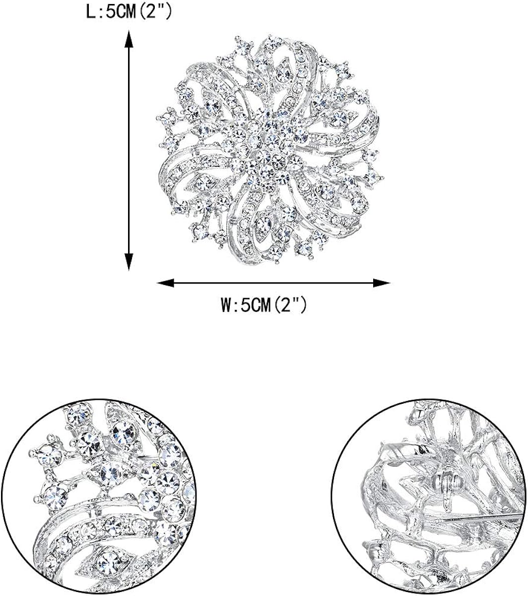 EVER FAITH Wedding Bridal Brooch for Women Girls Austrian Rhinestone Crystal Flower Corsage Broach Pin Clear Silver-Tone - Image 5