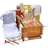 BeeCastle 10-Frame Bee Hives and Supplies Starter Kit,Beehive Kit Dipped in 100% Beeswax,Bee Keeping Supplies-All Beginners K