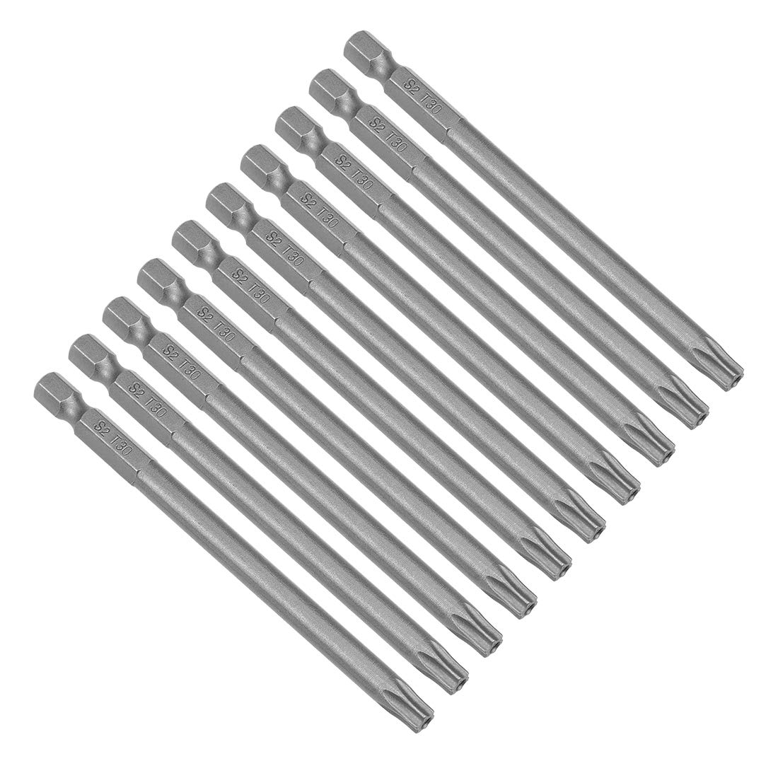 sourcing map 10 Pcs T30 Magnetic Torx Screwdriver Bits, 1/4 Inch Hex Shank 3.94-inch Length S2 Security Tamper Proof Screw Driver Kit Tools