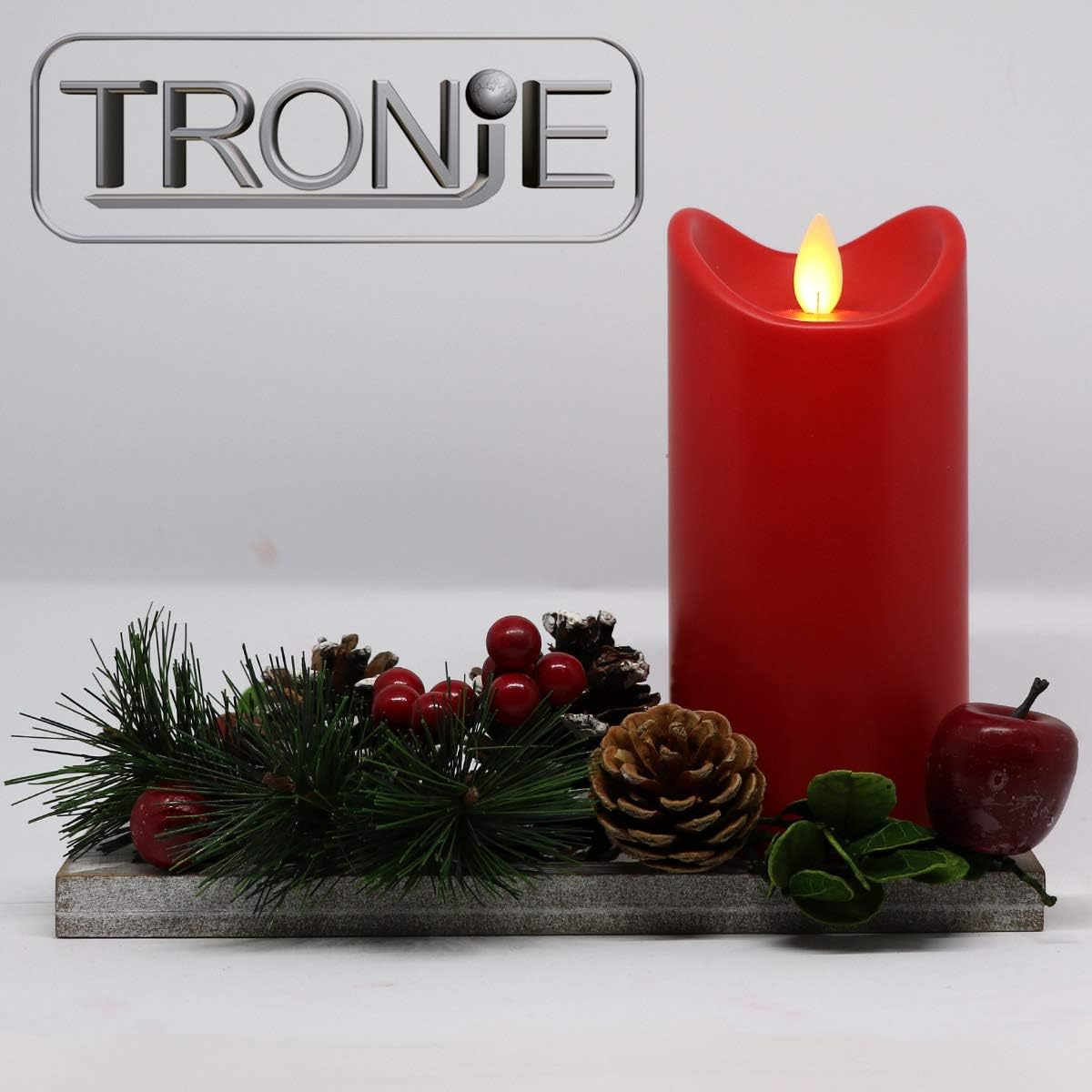 TRONJE LED 6" Outdoor Candle with Timer and Remote, Flameless 15cm Pillar Candle in Red, Moving Flame, Battery Operated - Image 4