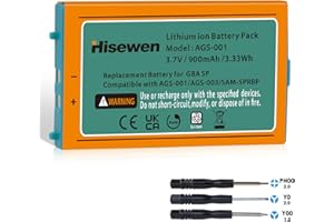 HISEWEN GBA SP Battery Replacement, 900mAh 3.7V Lithium-ion Gameboy Advance SP Battery for Nintendo Gameboy Advance SP with Tool Kit
