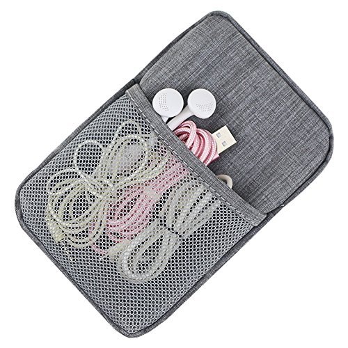Electronic Accessories Bag,Digital Gadget Organizer Case,Gray Nylon Travel Gear Storage Carrying Sleeve Pouch for Cable,USB,Earphones,Portable Hard Drives,Power Banks - Thumbnail 4