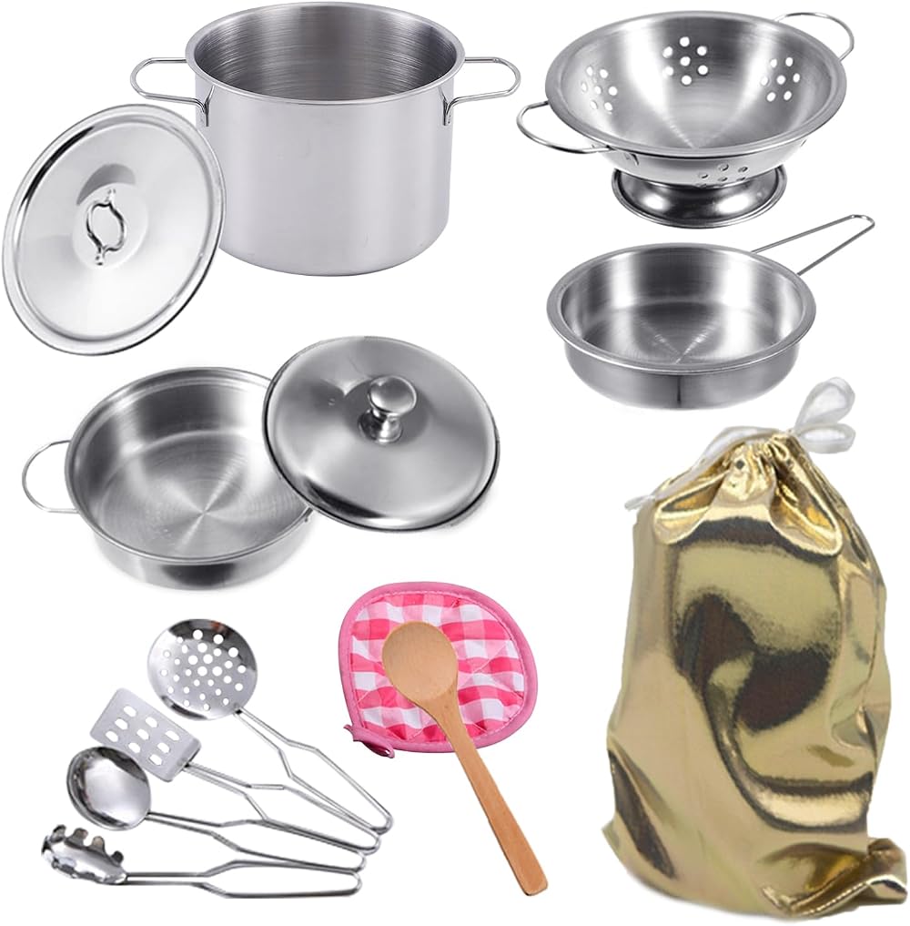 GOLCUGYJH Stainless Steel Pretend Cooking Utensils Set for Kids