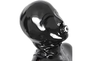 Latex Hood with Mouth Tube for Play Handmade Rubber Mask Club Wear Costume