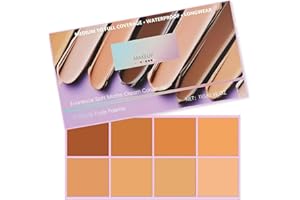 Soft Matte Cream Concealer 8 Shade Fade Palette with Applicator,Waterproof Full Coverage Creams for Blemishes & Cover,Color C