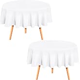 Utopia Kitchen Round Table Cloth 2 Pack [90 Inches, White] | Tablecloth Machine Washable, Polyester Table Cover for Dining, Buffet Parties, Picnics, Events, Weddings and Restaurants