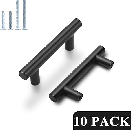 Probrico 2 5 Inch Hole Spacing Flat Black Modern Cabinet Hardware