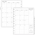 newestor 2025-2026 Monthly Planner Refill for 11-Discbound Notebooks, Apr 2025 to Dec 2026, Two Pages Per Month, Letter Size, 8-1/2" x 11"