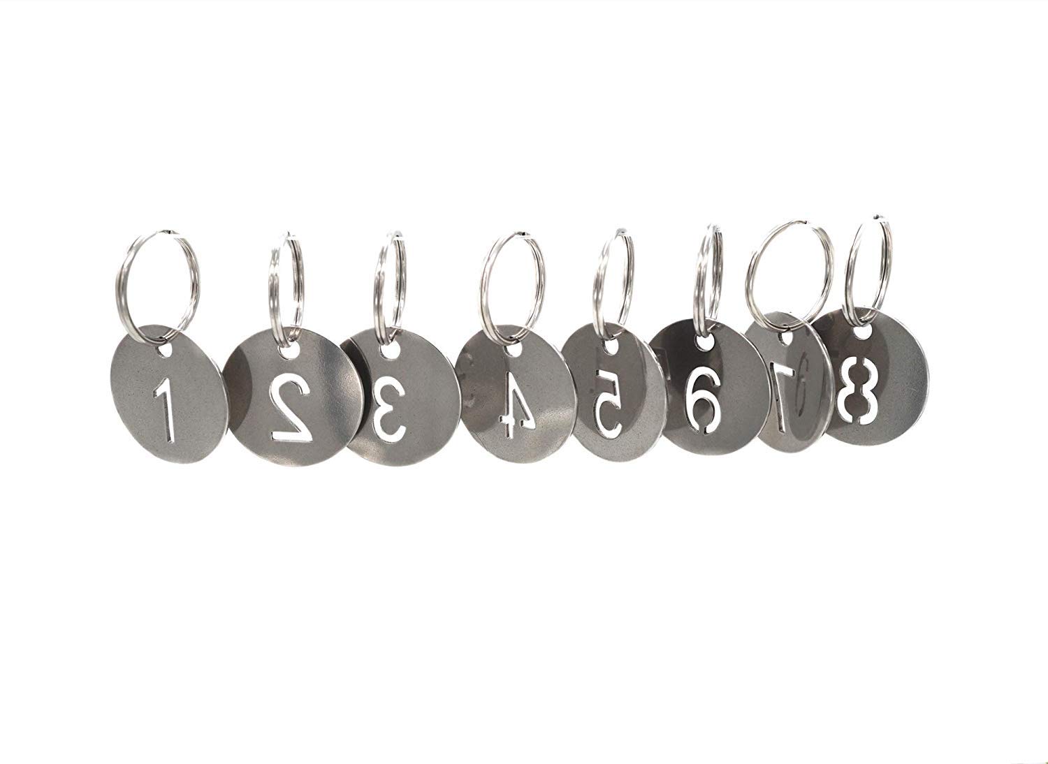 NanTun 304 Stainless Steel Key Tags with Ring 50 pcs, 25mm Hollowed Number ID Tags Key Chain, Numbered Key Rings - 51 to 100 — image 1