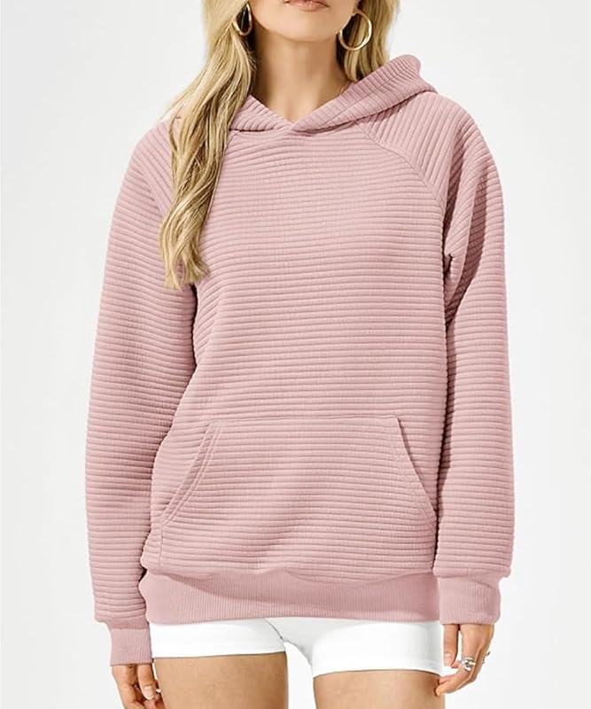Sweat à Capuche Femme Casual Sweatshirt à Manches Longues Sweat-Shirt Pull Casual Manche Longue Hoodies Automne Et Hiver Chaud Sport avec Poches(Rose,XL) — photo 2 sur 6