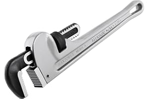 MAXPOWER 14-Inch Pipe Wrench, 40% Lighter Aluminum Plumbing Wrench, Heavy Duty Straight Pipe Wrenches Jaw Max Capacity 2 inch