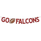 Go Falcons Banner, Football Game Day Decorations, Falcons Football Party Decorations Red Glitter