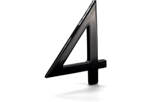 Montague Metal Products MHN-12-F-BK1-4 12" Black Aluminum Floating or Flat Modern 0-9-4 House Numbers, 12"
