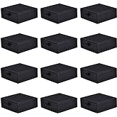 driew 12 Pack Cardboard Drawer Display Jewelry Boxes, Black Gift Boxes Kraft Paper Box Jewelry Gift Packaging Case Sponge Insert and Lids for Rings (3.5x3.5x1.4 inch)