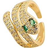 FRHDJS Adjustable Statement Ring Set for Women 18K Gold Plated Rings, Gold Silver Vintage Sterling Silver Ring Set Punk Ring for Daily