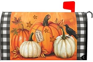 BARNEOVA Fall Magnetic Mailbox Cover - 18 x 21 Inch Retro Sunflower Pumpkin Maple Leaf Design - Autumn Thanksgiving Post Box Wrap - Outdoor Garden Home Decoration