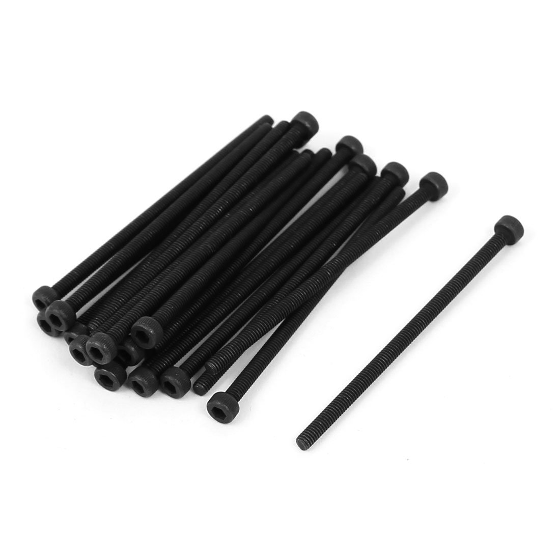 Sourcingmap M2.5x50mm Fully Thread Hex Socket Head Knurled Cap Screw Bolt Black 20pcs