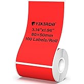 YIKIADA Red Thermal Labels 1.96 × 3.14 Inch Vinyl Waterproof Stickers Self-Adhesive Address Decals Compatible with M110/M220 100 PCS