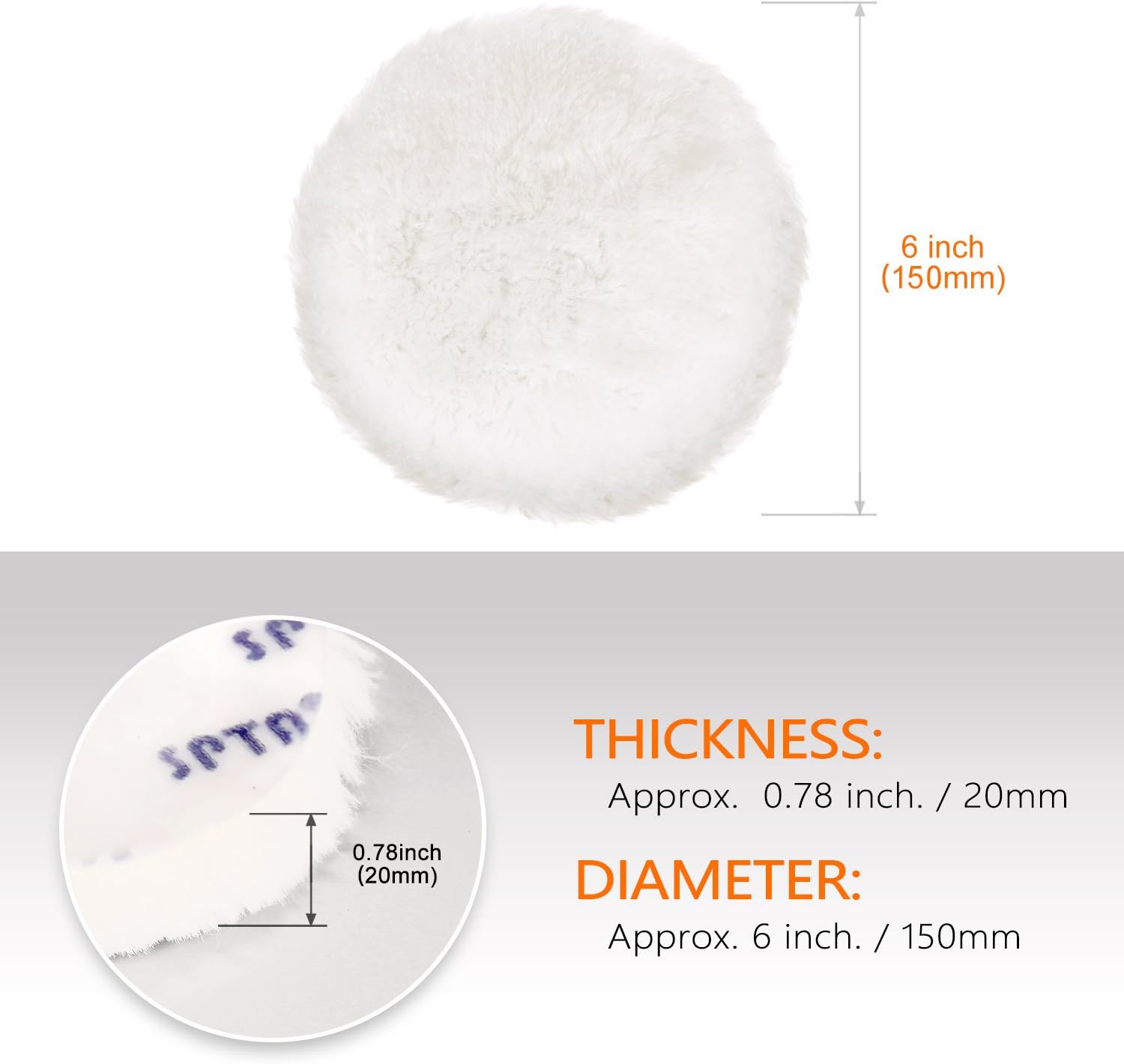 SPTA 6 Pcs 6 Inch Polishing Buffer Wool and Wheel Polishing Pad Woolen Polishing Waxing Pads Kits with Backing Plate for Car Polisher: Automotive