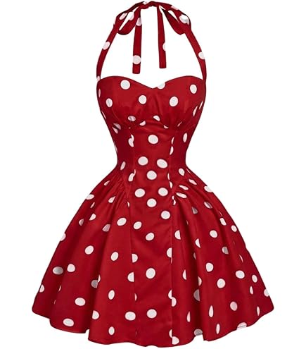 red vintage halter dress Hey Viv! Retro Rockabilly Polka Dot Size:F.2XL global-season-CR26 KissProm Red Tulle Off-the-Shoulder it is normal that