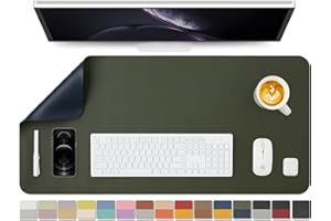 HOMIEAZICOZI Dual Sided Leather Desk Mat - Waterproof Desk Pad for Office and Home - Desk Organization and Accessories - Ideal for Large Mouse Pad and Desk Mats on Top of Desks(Dark Green+Dark Blue,36"x 17")