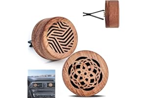 Wujzkisster 2 Pcs Essential Oil Car Diffusers, Wooden Essential Oil, Portable Car Aroma Diffusers, With Lava Stone Car Air Fr