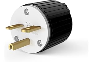 ENERLITES NEMA 6-15P Straight Blade Replacement Plug Connector, Male Extension Cord Ends, 15 Amp, 250 Volt, 2 Pole, 3 Wire Gr
