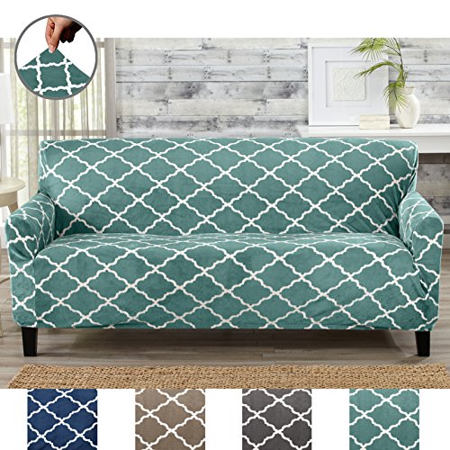 Great bay home modern velvet plush strapless slipcover.…
