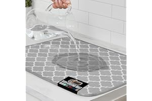 GORILLA GRIP Ultra Water Absorbent Microfiber Dish Drying Mat, Quick Dry Thick Mesh, Slip Resistant Pad for Sink Dishes or Un