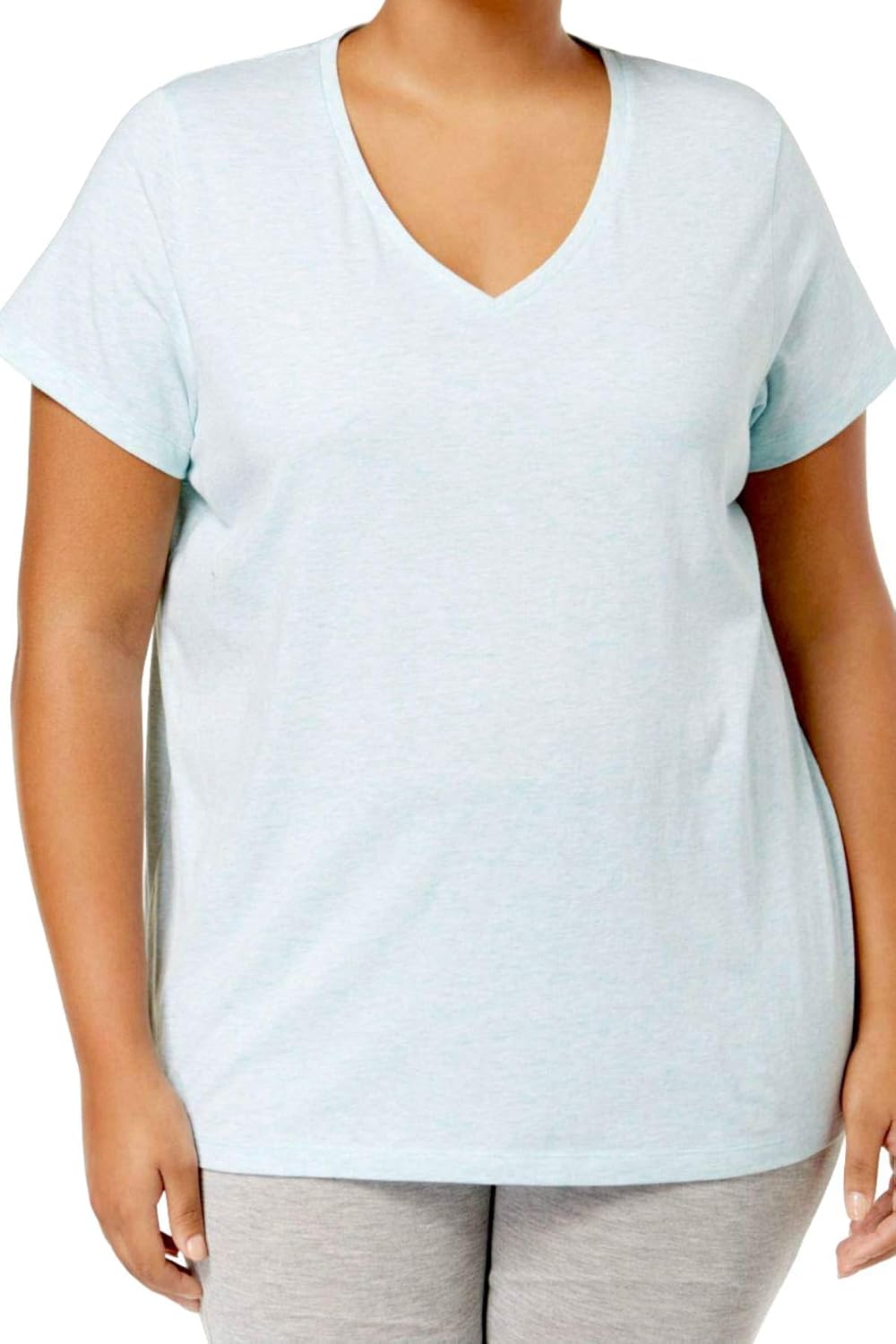 Hue Plus Size VNeck Pajama Top, Aqua Heather at Amazon Women’s
