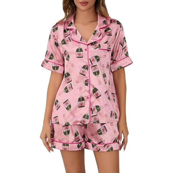 Pijama De Mujer Estampado Cerezas - Camisa Manga Corta Y Pantalones Cortos, Tela Suave, Ropa De Descanso Verano
