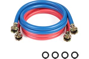 KEOKLE Rubber Washing Machine Hoses,6ft 2pack Washer Hoses,3/4" Universal Fit to Hot and Cold Connection Burst Proof Water Supply Lines
