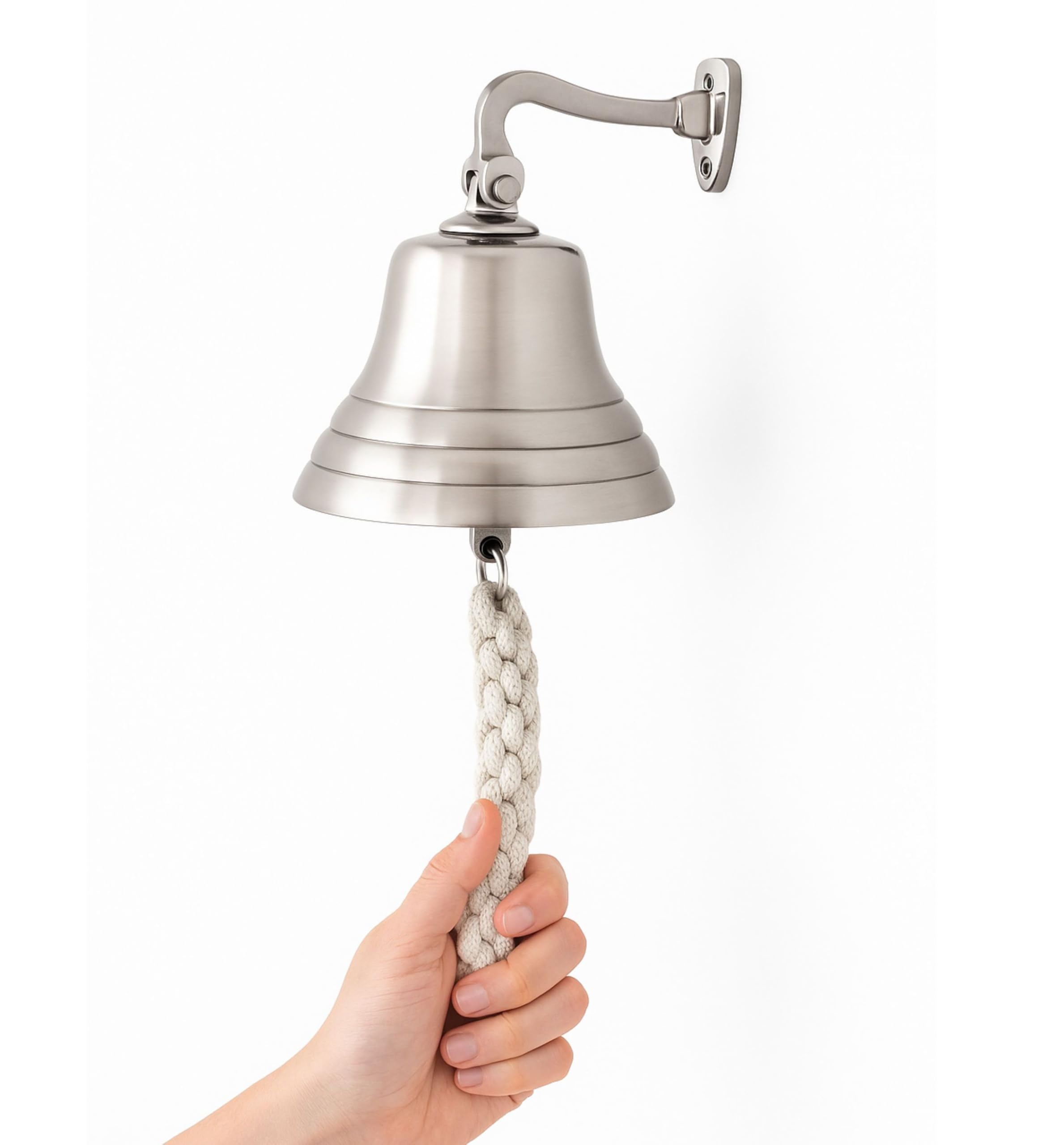 Assorted Collections Bar Accessories for Home Pub Hand Bell Wall Mounted Bar Nautical Decorations – Unique Silver Bell with Crisp Loud Sounds Ideal for Christmas, Reception, Pubs (8 Inch)
