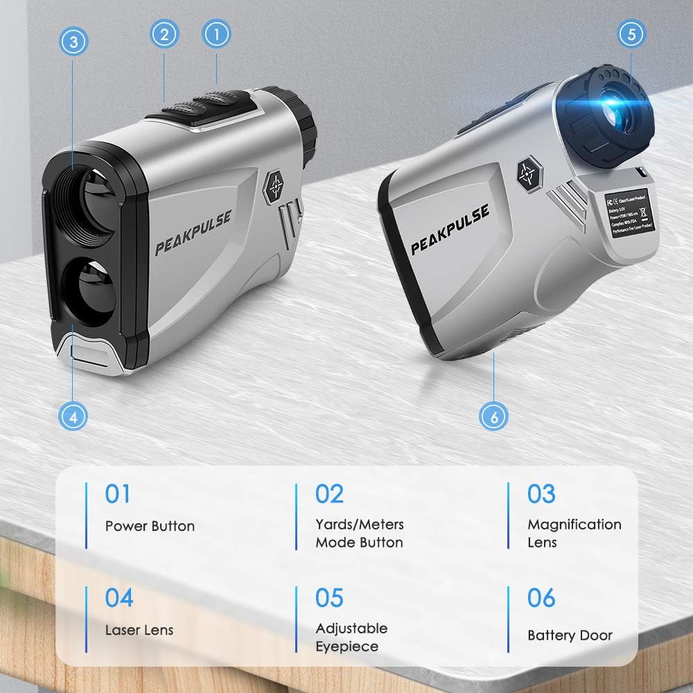 PEAKPULSE LC600AG Golf Rangefinder with Slope Compensation Technology, Flag Acquisition with Pulse Vibration Technology and Fast Focus System, Perfect for Choosing The Right Club. 450 Yard Range. : Sports & Outdoors