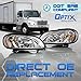 Optix 2002-2016 Compatible with Freightliner M2 Business Class Headlight - Driver Passenger Side Pair - Direct OEM Replacement Lamp Housing for 2003-2016 M2 Business Class 100 106 112 - Bulbs Not Included