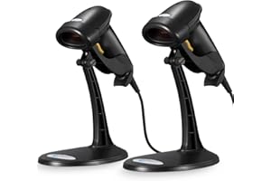 Barcode Scanner with Stand, 2 Pack Wired Handheld Bar Code Scanner, Esky Automatic 1D Laser Scanner Support Windows/Mac/Linux for Store, Supermarket, Warehouse, Library Book