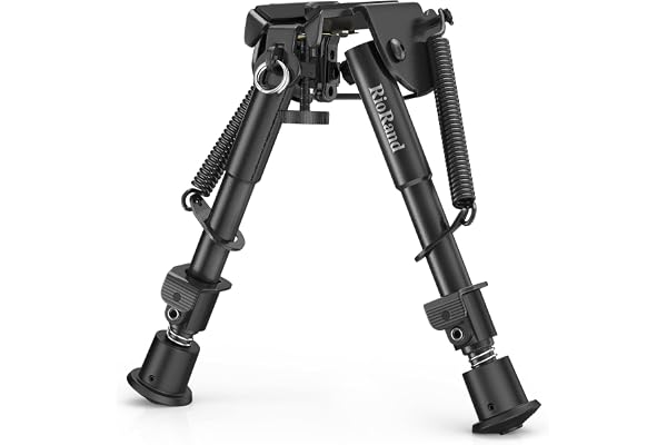 RioRand Rifle Bipod 6 to 9 Inch Adjustable Spring Return Sling Swivel Mount | Aluminum Steel Construction, Stable Shooting Re