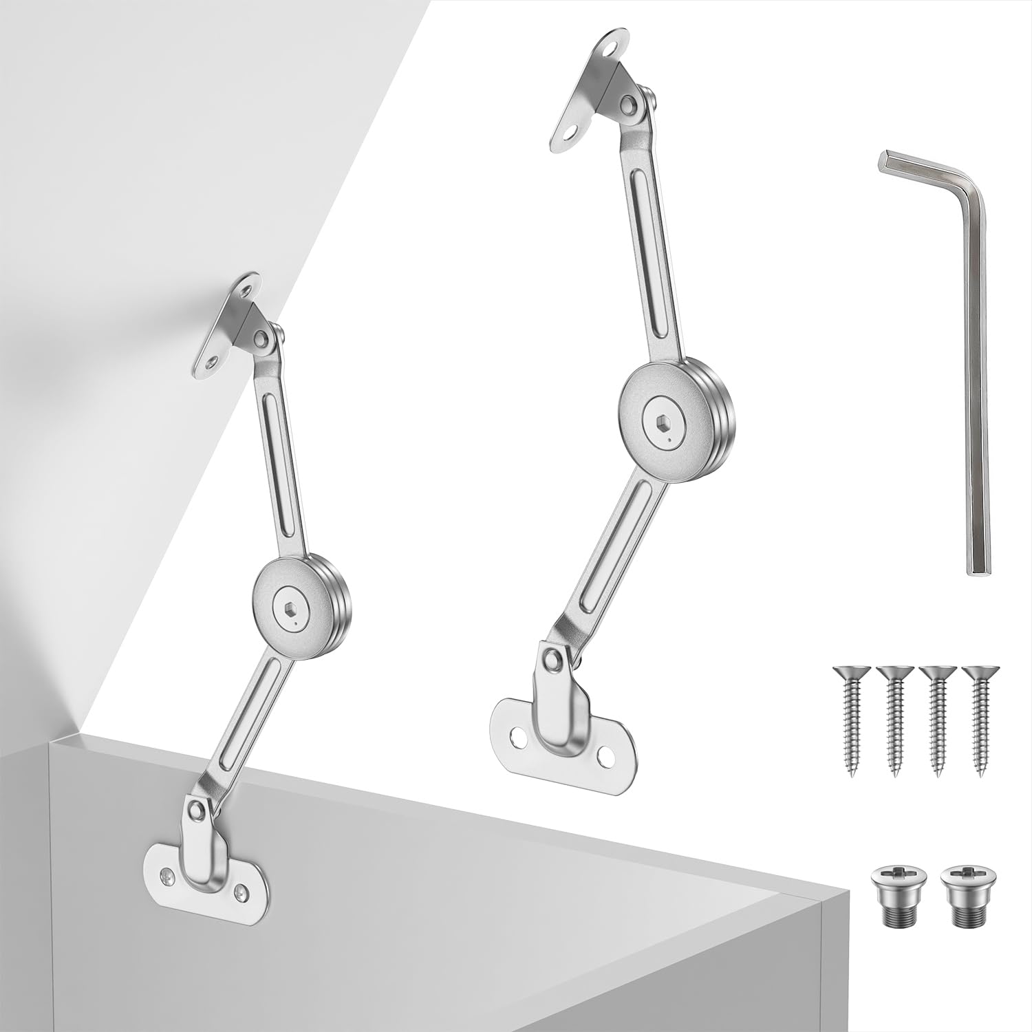 Photo 1 of 1 Pack lid Fixed Hinges for 50 lb Wooden Boxes, Toy Box Soft Closing, lid Support Hinges Heavy Duty, Upper Cabinets & RV Cabinets, up and Down, in The Range of 0-110°