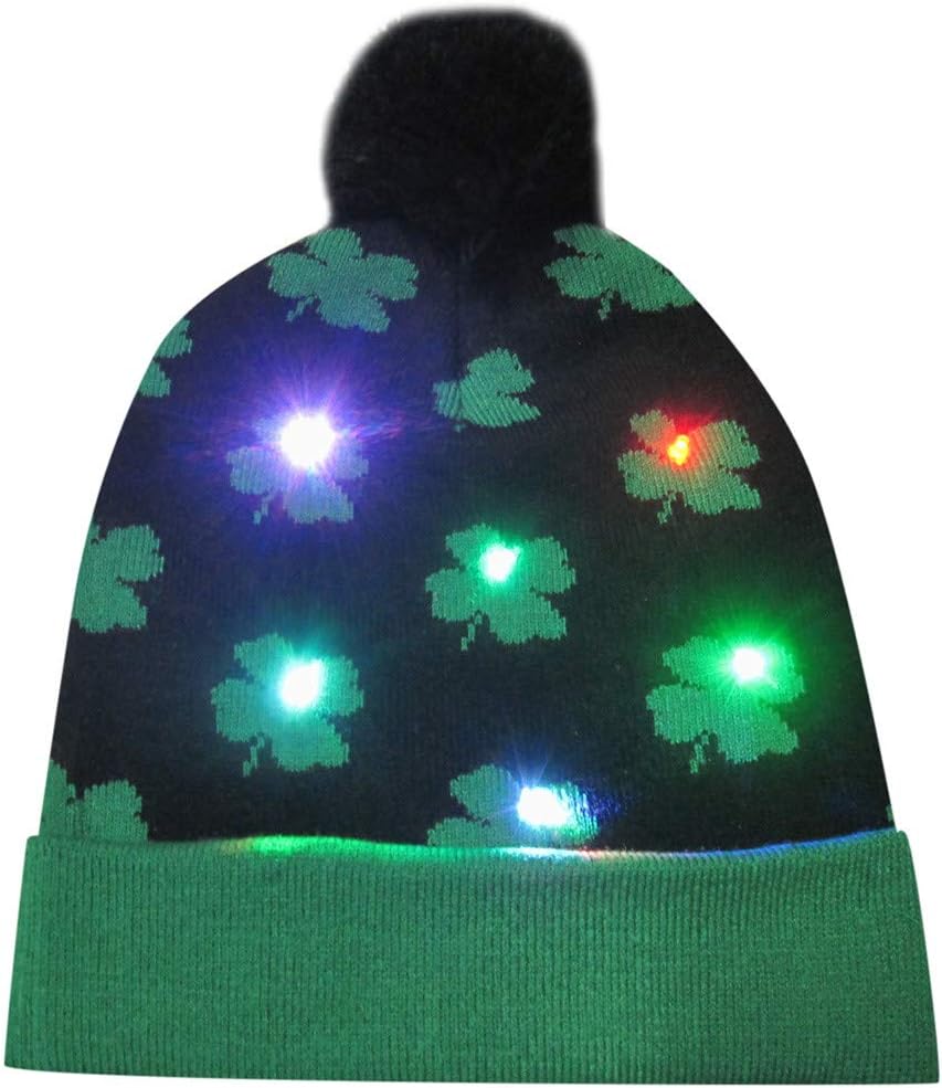 Newest Novelty Hat, Toamen Colorful LED Light-up Merry Christmas Knit Hat Beanie Hairball Warm Cap Gifts, LED Light…