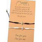 Chiorgone Cross Bracelets for Couples (Set of 2), Matching Friendship Promise Bracelets, Adjustable Rope Jewelry with Message Card for Him and Her