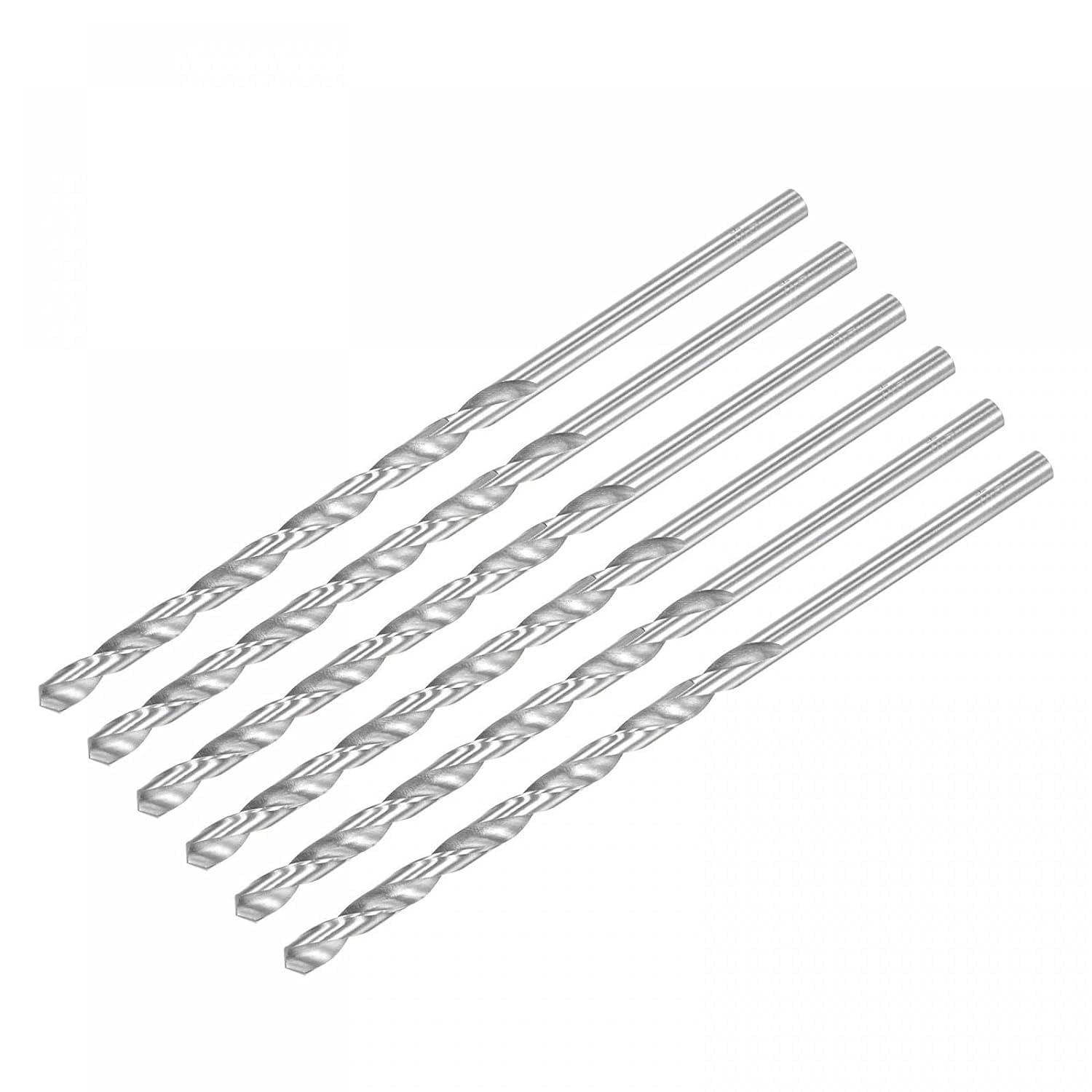 TA-VIGOR 6Pcs 6mm Extra Long Twist Drill Bits, 200mm Length High-Speed Steel HSS Straight Shank Spiral Drill Bits for Wood Metal Aluminum Plastic